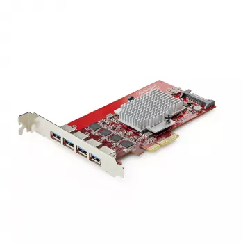 StarTech.com Tarjeta PCIe USB-A de 4 puertos, USB 3.2 10 Gbit/s, tarjeta de expansión PCI Express 3.0, 4x controlador USB independiente, Windows/Linux/macOS, conforme a TAA