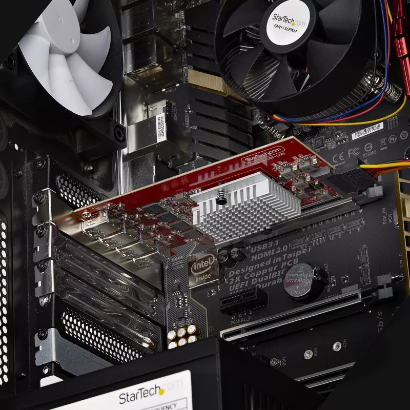 StarTech.com Tarjeta PCIe USB-A de 4 puertos, USB 3.2 10 Gbit/s, tarjeta de expansión PCI Express 3.0, 4x controlador USB independiente, Windows/Linux/macOS, conforme a TAA