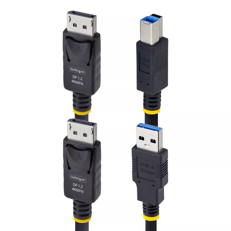 StarTech.com Cable KVM DisplayPort y USB 5Gbps de 3 m (10 ft), 4K 60Hz, cable combo DP 1.2/USB 3.0 universalmente compatible para switches KVM