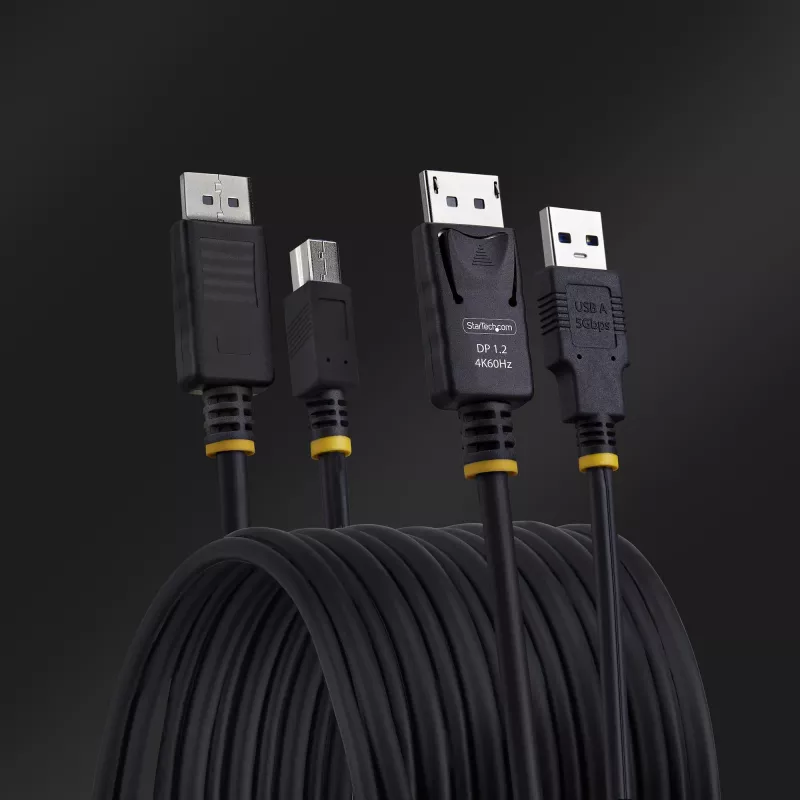 StarTech.com Cable KVM DisplayPort y USB 5Gbps de 3 m (10 ft), 4K 60Hz, cable combo DP 1.2/USB 3.0 universalmente compatible para switches KVM