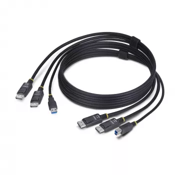 StarTech.com Cable KVM Dual DisplayPort y USB 5 Gbit/s de 1,8 m, 4K 60 Hz, universalmente compatible, cable combo DP 1.2/USB 3.0 para switches KVM de doble monitor