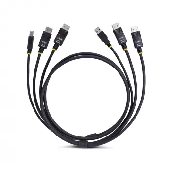 StarTech.com Cable KVM Dual DisplayPort y USB 5 Gbit/s de 1,8 m, 4K 60 Hz, universalmente compatible, cable combo DP 1.2/USB 3.0 para switches KVM de doble monitor