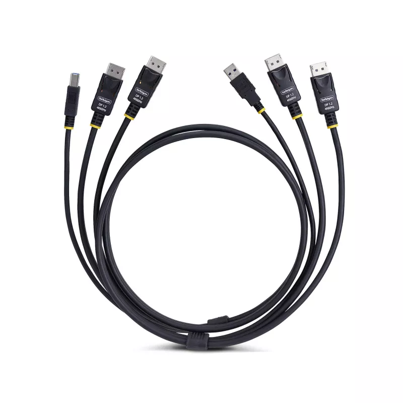 StarTech.com Cable KVM Dual DisplayPort y USB 5 Gbit/s de 1,8 m, 4K 60 Hz, universalmente compatible, cable combo DP 1.2/USB 3.0 para switches KVM de doble monitor