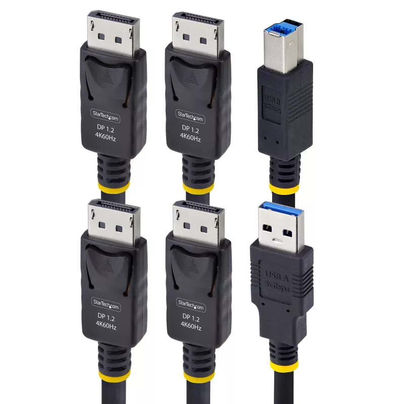 StarTech.com Cable KVM Dual DisplayPort y USB 5 Gbit/s de 1,8 m, 4K 60 Hz, universalmente compatible, cable combo DP 1.2/USB 3.0 para switches KVM de doble monitor