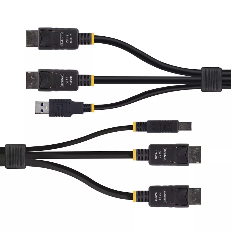 StarTech.com Cable KVM Dual DisplayPort y USB 5 Gbit/s de 1,8 m, 4K 60 Hz, universalmente compatible, cable combo DP 1.2/USB 3.0 para switches KVM de doble monitor