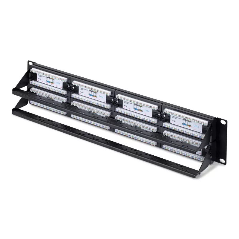 StarTech.com Patch panel Cat6 de 48 puertos 2U para rack, RJ45, UTP, 110 punch-down, patch panel Ethernet Cat 6 para rack de servidor de red