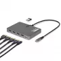StarTech.com Adaptador USB-C a estación de trabajo de cuatro monitores, HDMI 4K 60Hz, PD Passthrough de 140W para carga de portátil, puerto USB para teclado/ratón inalámbrico, TAA