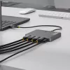StarTech.com Adaptador USB-C a estación de trabajo de cuatro monitores, HDMI 4K 60Hz, PD Passthrough de 140W para carga de portátil, puerto USB para teclado/ratón inalámbrico, TAA