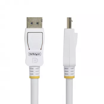 StarTech.com Cable DisplayPort 1.2 certificado por VESA blanco de 1,8 m, 4K 60Hz, 21,6 Gbit/s, conectores DP con bloqueo, cable DisplayPort DP 1.2, cable DP para monitor, M/M