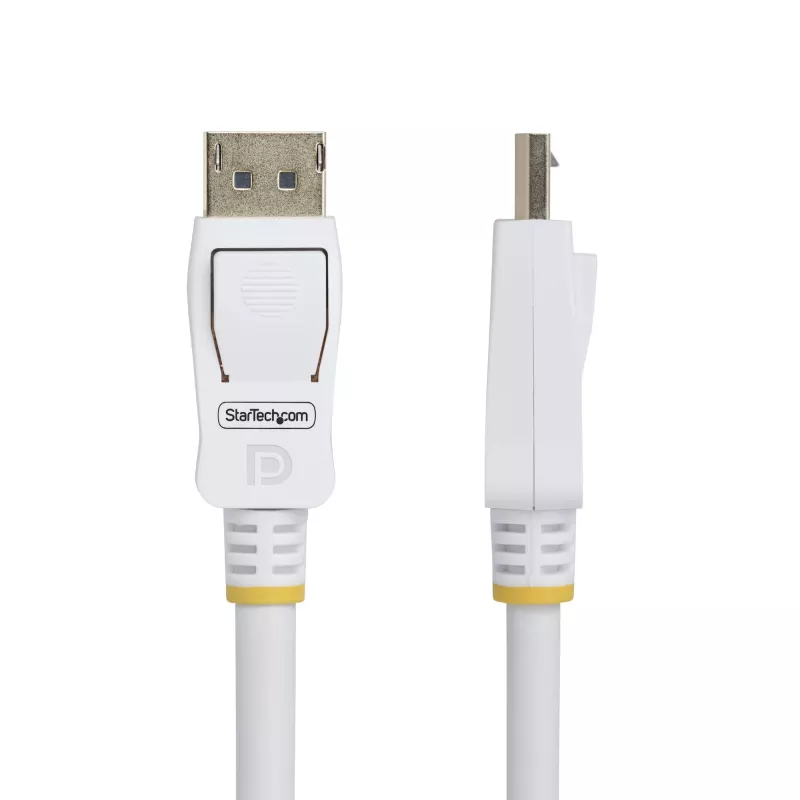 StarTech.com Cable DisplayPort 1.2 certificado por VESA blanco de 1,8 m, 4K 60Hz, 21,6 Gbit/s, conectores DP con bloqueo, cable DisplayPort DP 1.2, cable DP para monitor, M/M