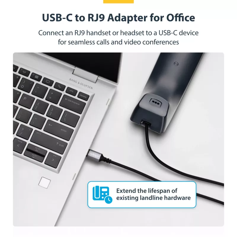 StarTech.com UR9-HEADSET-ADAPTER Adaptador de cable USB-C RJ-9 negro