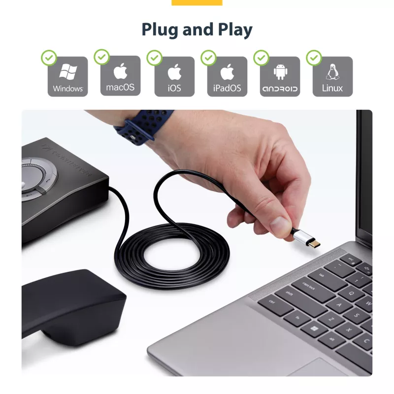 StarTech.com UR9-HEADSET-ADAPTER Adaptador de cable USB-C RJ-9 negro
