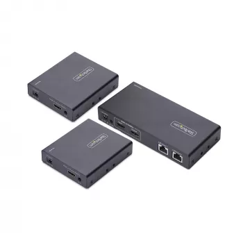StarTech.com Extensor y divisor HDMI de 2 puertos sobre CAT6, 4K 60Hz, hasta 70 m, kit de distribución 1x2 HDMI over Ethernet con IR y Power over Cable