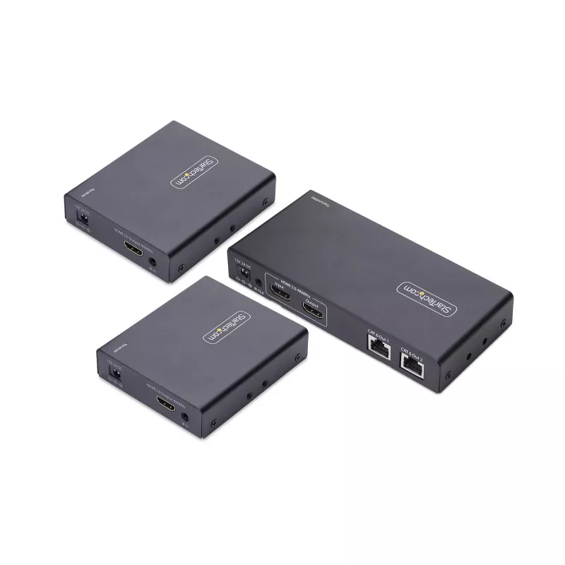 StarTech.com Extensor y divisor HDMI de 2 puertos sobre CAT6, 4K 60Hz, hasta 70 m, kit de distribución 1x2 HDMI over Ethernet con IR y Power over Cable