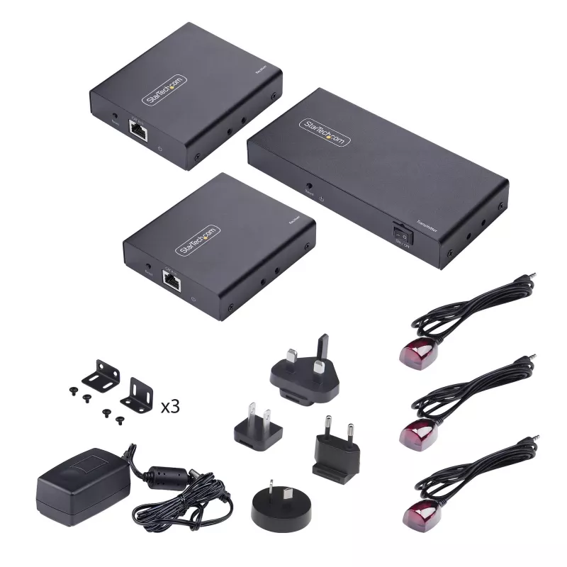 StarTech.com Extensor y divisor HDMI de 2 puertos sobre CAT6, 4K 60Hz, hasta 70 m, kit de distribución 1x2 HDMI over Ethernet con IR y Power over Cable
