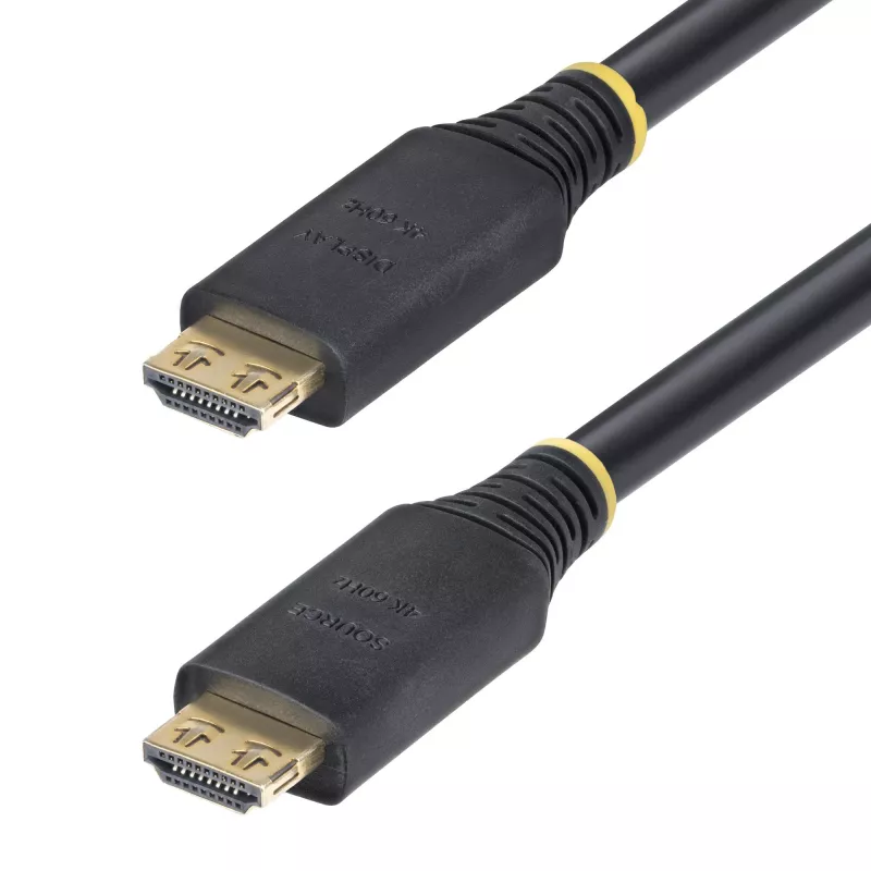 StarTech.com Cable HDMI High-Speed activo de 10,6 m con conectores con agarre, 4K 60 Hz/1440p 144 Hz, HDR10/HDCP 2.2/ARC, 18 Gbit/s, cable HDMI 2.0 UHD para TV/monitor/pantalla, funda de TPE
