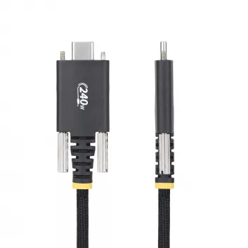 StarTech.com Cable de carga USB-C de 3 m (10 ft), duradero y ultraflexible, bloqueo lateral con tornillo, 240W (5A) PD EPR, cable de carga para portátil USB 2.0, certificado USB-IF, cable de carga USB-C resistente