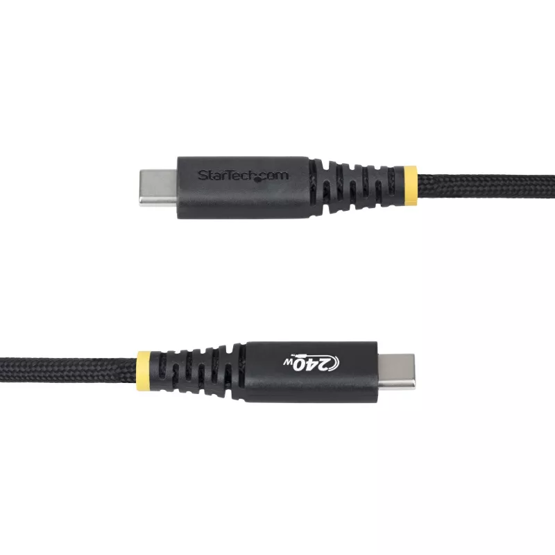 StarTech.com Cable de carga USB-C de 3 m (10 ft), duradero y ultraflexible, bloqueo lateral con tornillo, 240W (5A) PD EPR, cable de carga para portátil USB 2.0, certificado USB-IF, cable de carga USB-C resistente