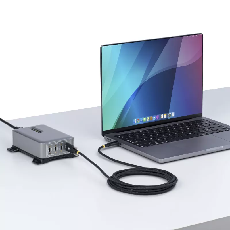 StarTech.com Cable de carga USB-C de 3 m (10 ft), duradero y ultraflexible, bloqueo lateral con tornillo, 240W (5A) PD EPR, cable de carga para portátil USB 2.0, certificado USB-IF, cable de carga USB-C resistente
