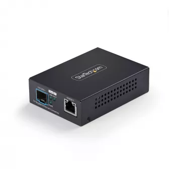 StarTech.com Conversor de medios de fibra SFP+ 10GbE, Ethernet 10 Gigabit RJ-45 a 10GBASE-X SFP+, monomodo, multimodo, 16K Jumbo Frames, conforme a TAA