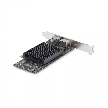 StarTech.com Tarjeta de red Ethernet PCIe 10Gb de 2 puertos, tarjeta de interfaz de red 10GbE, chipset Broadcom BCM57416, doble RJ45 10GBase-T/Gigabit, tarjeta NIC, TAA