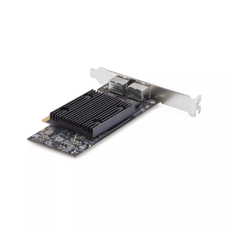 StarTech.com Tarjeta de red Ethernet PCIe 10Gb de 2 puertos, tarjeta de interfaz de red 10GbE, chipset Broadcom BCM57416, doble RJ45 10GBase-T/Gigabit, tarjeta NIC, TAA