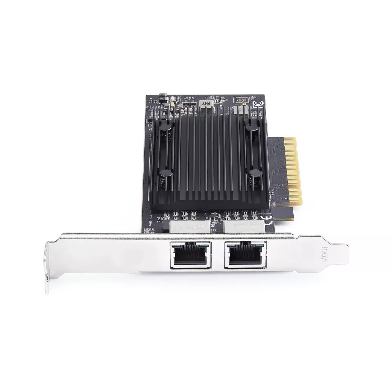 StarTech.com Tarjeta de red Ethernet PCIe 10Gb de 2 puertos, tarjeta de interfaz de red 10GbE, chipset Broadcom BCM57416, doble RJ45 10GBase-T/Gigabit, tarjeta NIC, TAA