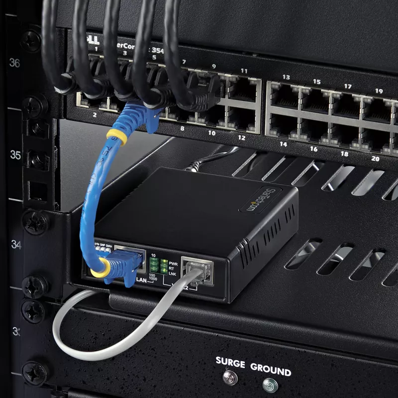 StarTech.com Kit extensor Ethernet VDSL2 sobre par de hilos, alcance de hasta 0,6 millas (1 km), repetidor LAN sobre línea telefónica/CAT5e/CAT6, hasta 300 Mbit/s, reemplazo de 110VDSLEXTEU – TAA