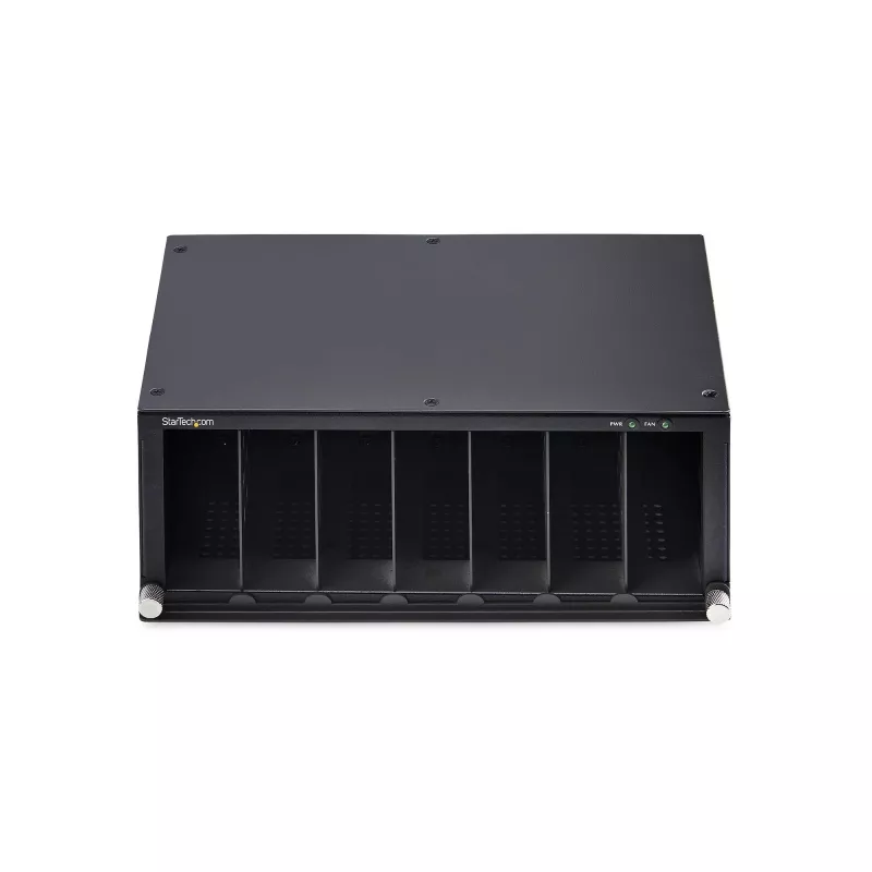 StarTech.com Chasis para conversores de medios no gestionado de 7 ranuras para la serie MCM Media Converter, aislamiento total de potencia, refrigeración activa, montaje en rack de 10
