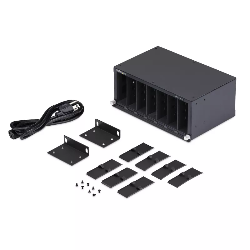 StarTech.com Chasis para conversores de medios no gestionado de 7 ranuras para la serie MCM Media Converter, aislamiento total de potencia, refrigeración activa, montaje en rack de 10