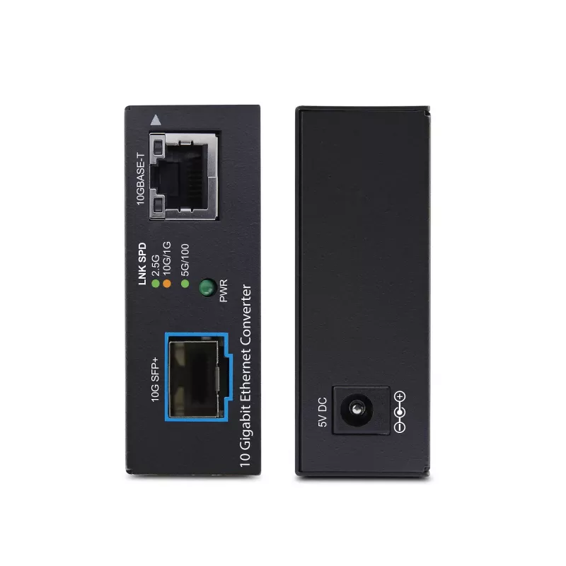 StarTech.com Conversor de medios de fibra SFP+ Multi-Gigabit 10GbE abierto, 10G/5G/2.5G/1G/100M, cobre a 10GBASE-X SFP+, monomodo, multimodo, 16K Jumbo Frames, TAA