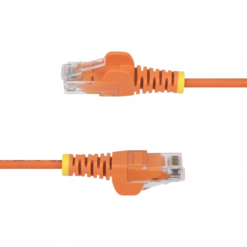 StarTech.com Cable Ethernet CAT6 delgado naranja de 1,5 m, protección de pestaña, 100 W PoE, UTP, LSZH, 28AWG hilo de cobre desnudo puro, cable de red patch RJ45 delgado con alivio de tensión, probado individualmente