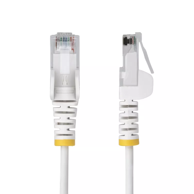 StarTech.com Cable Ethernet CAT6 delgado blanco de 3 m, protección de lengüeta, 100W PoE, UTP, LSZH, conductor de cobre puro 28AWG, cable de red/parche RJ45 delgado con alivio de tensión, probado individualmente