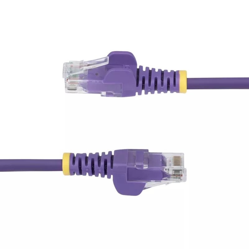 StarTech.com Cable Ethernet CAT6 delgado morado de 3 m, protección de lengüeta, 100W PoE, UTP, LSZH, cobre puro desnudo 28AWG, cable de red/parche RJ45 delgado con alivio de tensión, probado individualmente