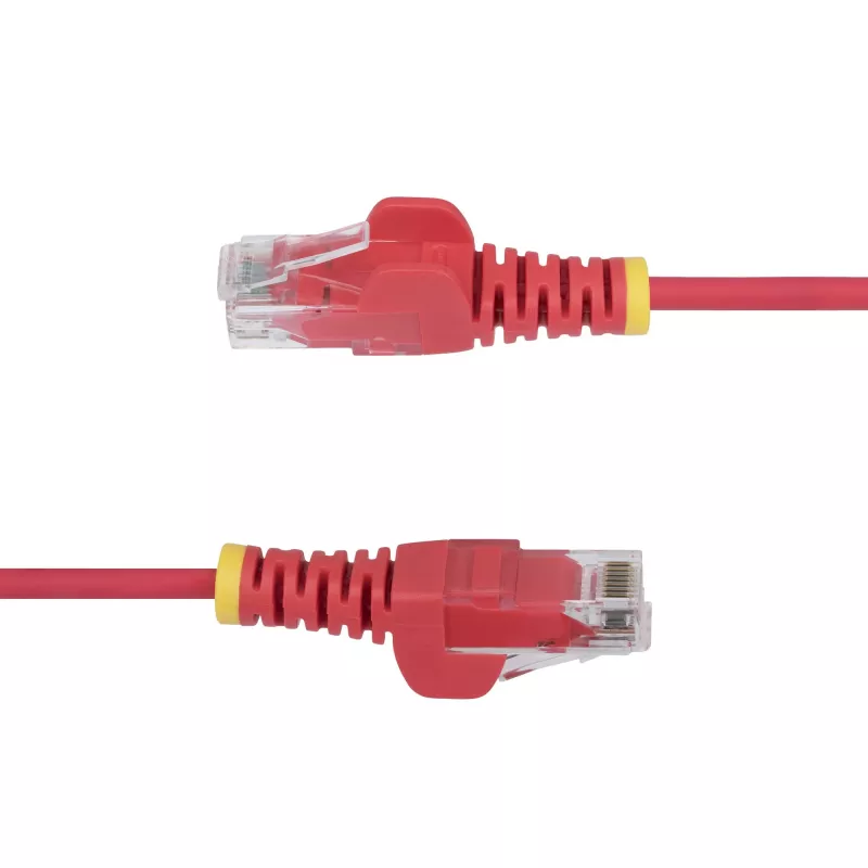 StarTech.com Cable Ethernet CAT6 delgado rojo de 50 cm, protección de lengüeta, 100W PoE, UTP, LSZH, cable de cobre puro desnudo 28AWG, cable de red/parche RJ45 delgado con alivio de tensión, probado individualmente