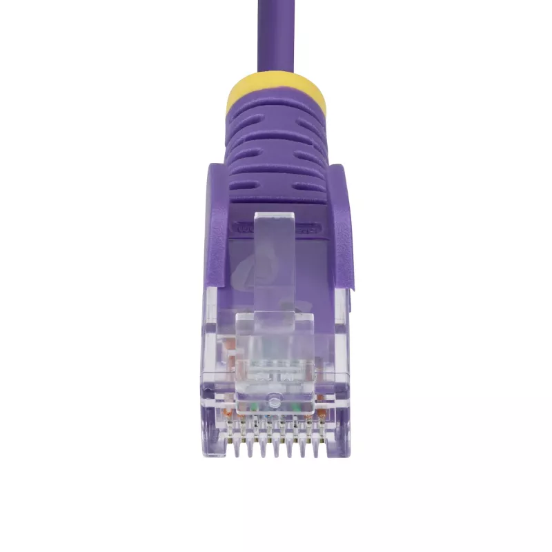 StarTech.com Cable Ethernet CAT6 esbelto de 50 cm morado, snagless, 100W PoE, UTP, LSZH, 28AWG hilo de cobre desnudo puro, cable de red RJ45 esbelto con alivio de tensión, probado individualmente