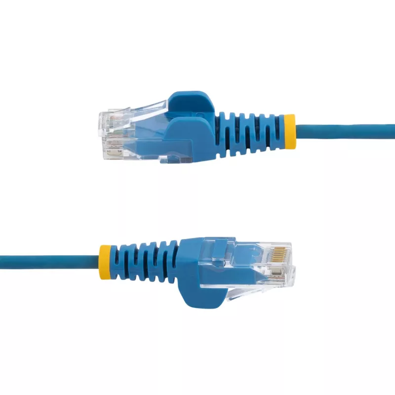 StarTech.com Cable Ethernet CAT6 esbelto de 10 m azul, snagless, 100W PoE, UTP, LSZH, 28AWG hilo de cobre desnudo puro, cable de red RJ45 esbelto con alivio de tensión, probado individualmente
