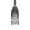 StarTech.com Cable Ethernet CAT6 esbelto de 10 m negro, protección de lengüeta, 100W PoE, UTP, LSZH, 28AWG hilo de cobre desnudo puro, cable de red RJ45 esbelto con alivio de tensión, probado individualmente