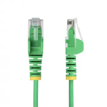 StarTech.com Cable Ethernet CAT6 delgado de 10 m verde, protección de pestaña, 100 W PoE, UTP, LSZH, 28AWG cobre desnudo puro, cable de red RJ45 delgado con alivio de tensión, probado individualmente