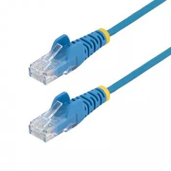 StarTech.com Cable Ethernet CAT6 esbelto de 15 m azul, cable de red RJ45, snagless, 100W PoE, UTP, LSZH, 28AWG hilo de cobre desnudo puro, cable de red CAT6 con alivio de tensión, probado individualmente