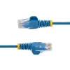StarTech.com Cable Ethernet CAT6 esbelto de 15 m azul, cable de red RJ45, snagless, 100W PoE, UTP, LSZH, 28AWG hilo de cobre desnudo puro, cable de red CAT6 con alivio de tensión, probado individualmente