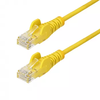 StarTech.com Cable Ethernet CAT6 esbelto de 15 m amarillo, protección de lengüeta, 100W PoE, UTP, LSZH, 28AWG hilo de cobre desnudo puro, cable de red RJ45 esbelto con alivio de tensión, probado individualmente