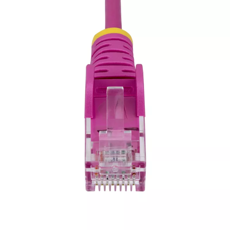 StarTech.com Cable Ethernet CAT6 fino de 2 m rosa, protección de lengüeta, 100W PoE, UTP, LSZH, 28AWG cable de cobre desnudo puro, cable de red patch RJ45 fino con alivio de tensión, probado individualmente