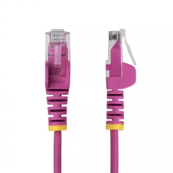 StarTech.com Cable Ethernet Cat6 fino de 7 m, rosa, sin lengüeta, 100W PoE, UTP, LSZH, 28AWG cobre desnudo puro, cable de red patch RJ45 fino con alivio de tensión, probado individualmente