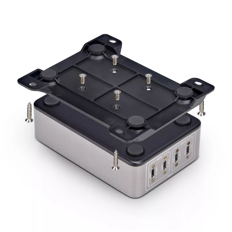 StarTech.com Cargador USB-C multipuerto de 4 puertos, 240W total, puerto individual 140W EPR, PD 3.1, puertos con fijación por tornillo, salas de conferencias, soporte incl. para montaje en superficie