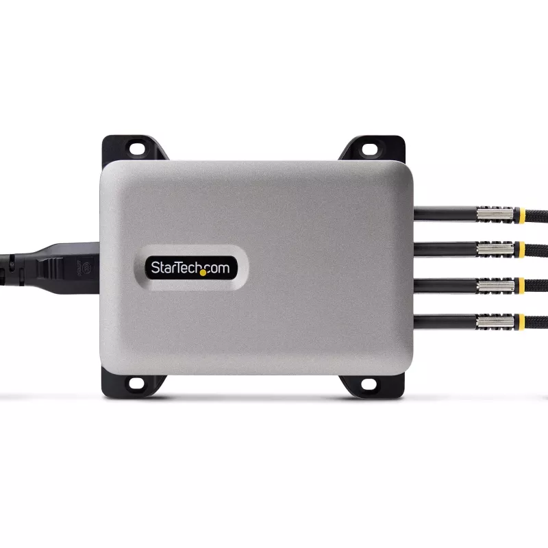 StarTech.com Cargador USB-C multipuerto de 4 puertos, 240W total, puerto individual 140W EPR, PD 3.1, puertos con fijación por tornillo, salas de conferencias, soporte incl. para montaje en superficie