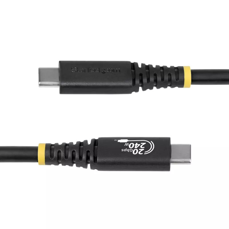 StarTech.com Cable USB4 de 2 m (6 ft), 20 Gbit/s, cable USB-C certificado USB-IF, 240 W PD EPR, 4K 120 Hz DP 1.4, funda TPE, cable USB-C negro