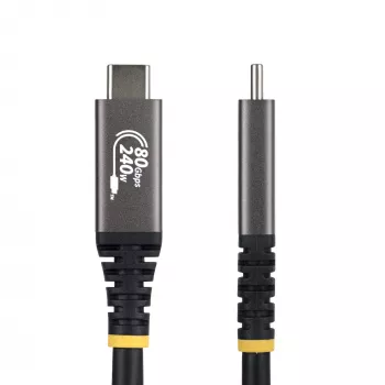 StarTech.com Cable USB4 de 50 cm (1,6ft), 80Gbit/s, cable USB-C certificado USB-IF, 240W PD, 8K 120Hz/4K 240Hz DP2.1 DP80, funda TPE, compatible con Thunderbolt 4 – Cable USB-C negro