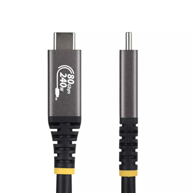 StarTech.com Cable USB4 de 1 m, 80Gbit/s, cable USB-C certificado USB-IF, 240W PD, 8K 120Hz/4K 240Hz DP2.1 DP80, funda TPE, compatible con Thunderbolt 4 – cable USB-C negro