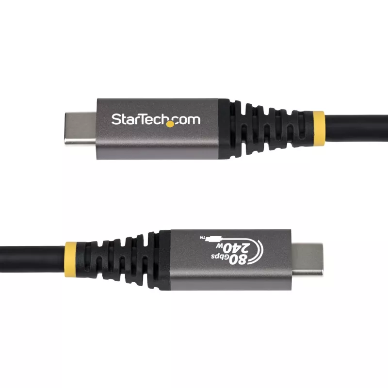 StarTech.com Cable USB4 de 1 m, 80Gbit/s, cable USB-C certificado USB-IF, 240W PD, 8K 120Hz/4K 240Hz DP2.1 DP80, funda TPE, compatible con Thunderbolt 4 – cable USB-C negro